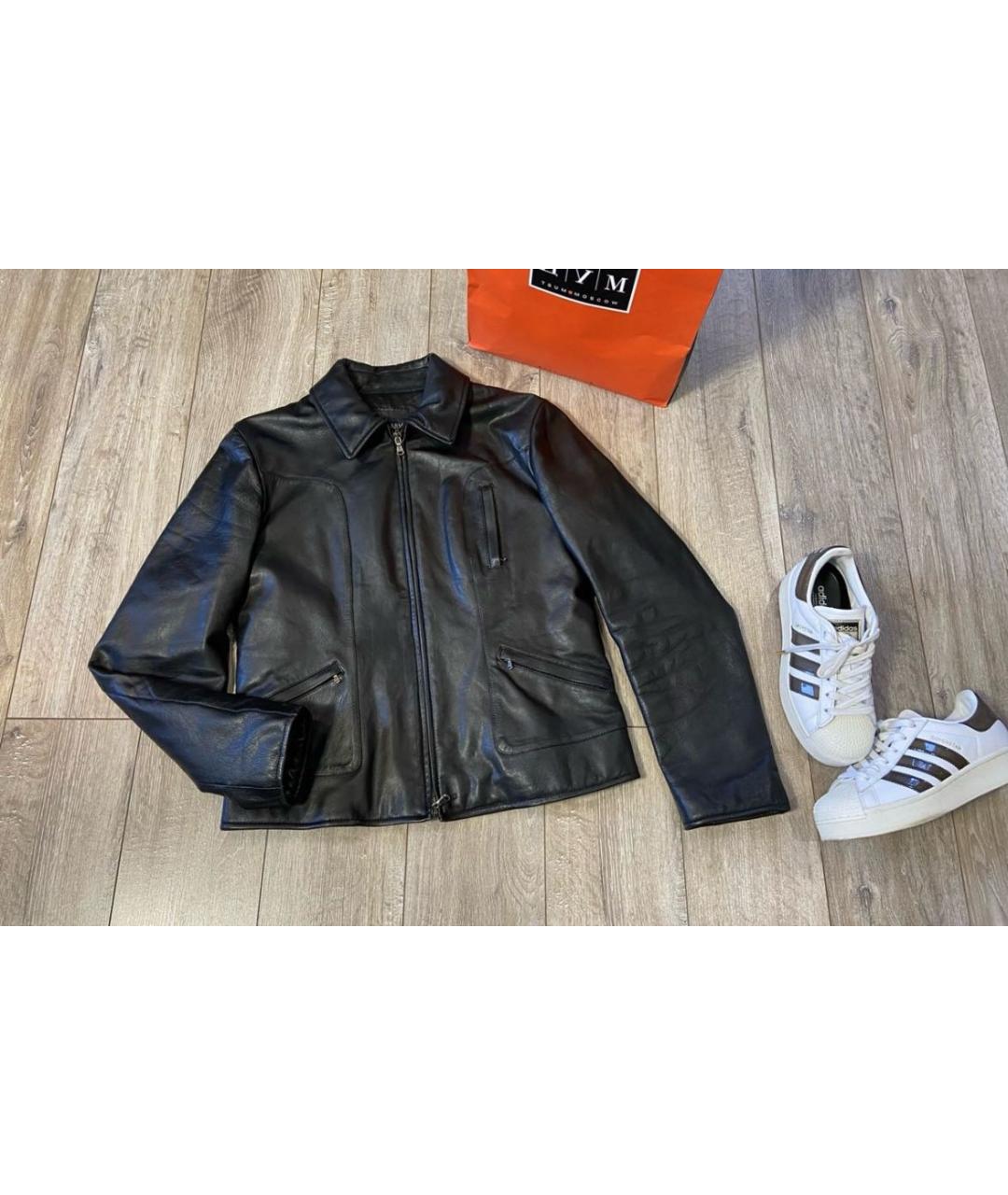 ARMANI JEANS Черная кожаная куртка, фото 3