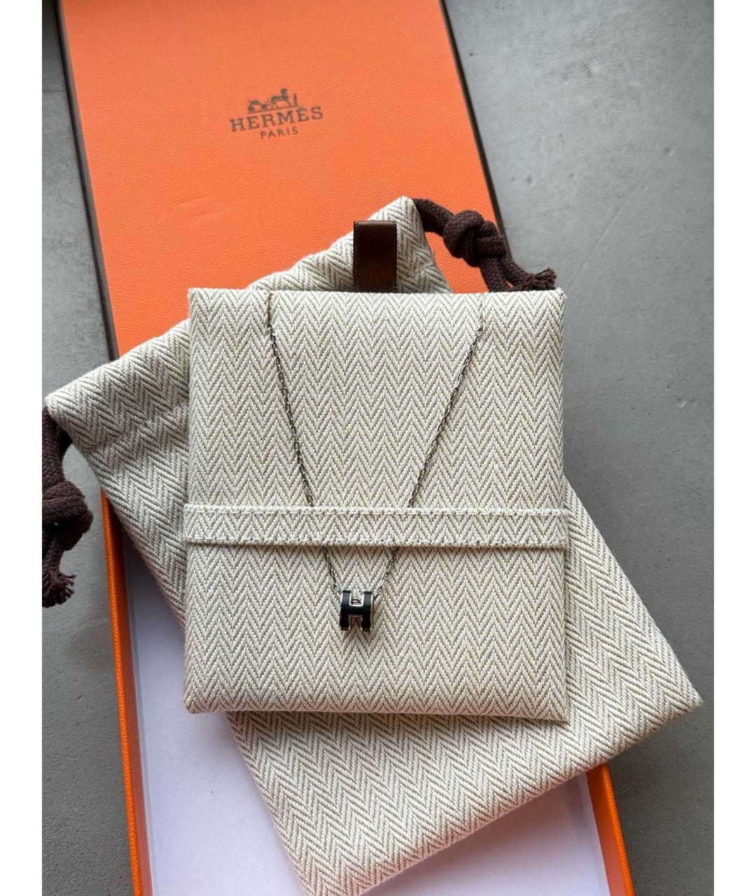 HERMES Черная металлическая подвеска, фото 2