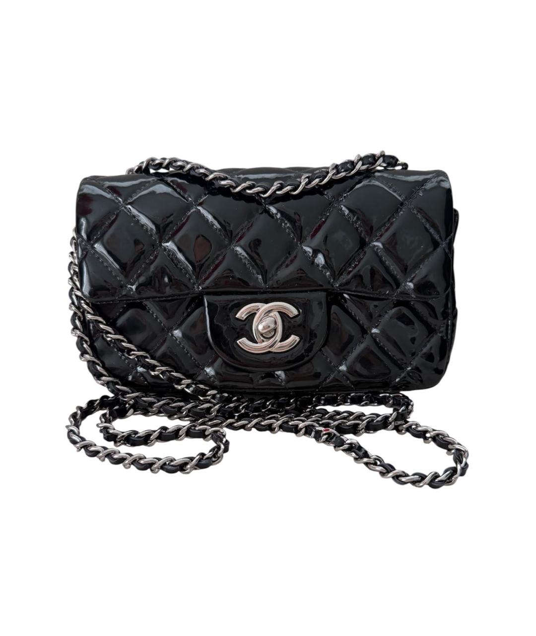 CHANEL Черная сумка через плечо из лакированной кожи, фото 9