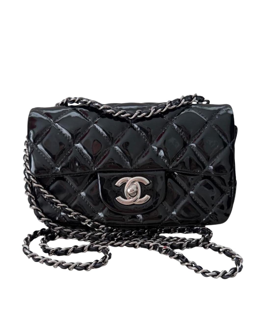 CHANEL Черная сумка через плечо из лакированной кожи, фото 1