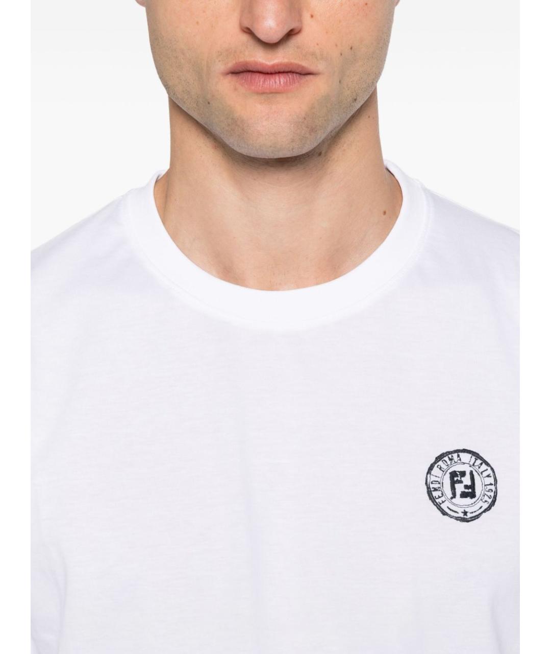FENDI Белая хлопковая футболка, фото 2