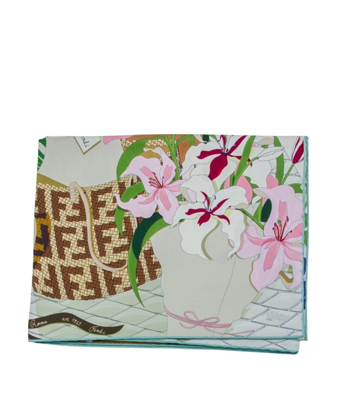 FENDI Мульти шелковый шарф, фото 1