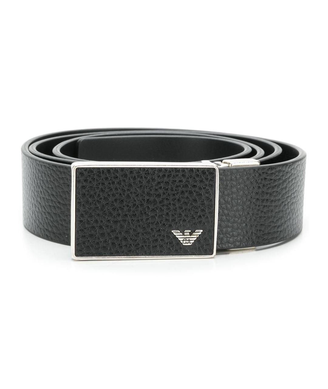 EMPORIO ARMANI Черный кожаный ремень, фото 3