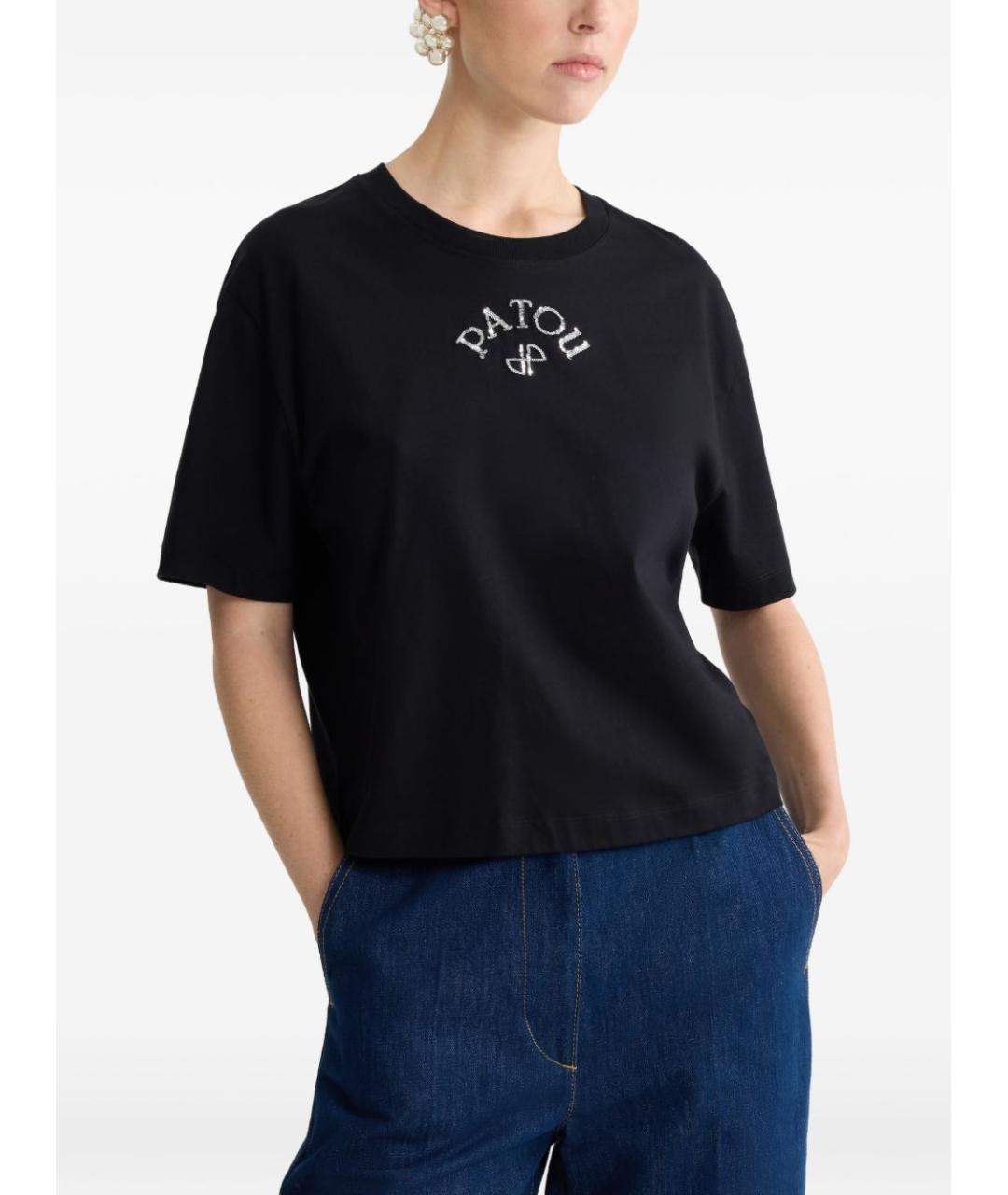PATOU Черная хлопковая футболка, фото 2