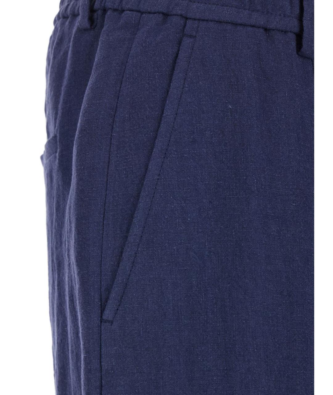 EMPORIO ARMANI Синие льняные повседневные брюки, фото 2