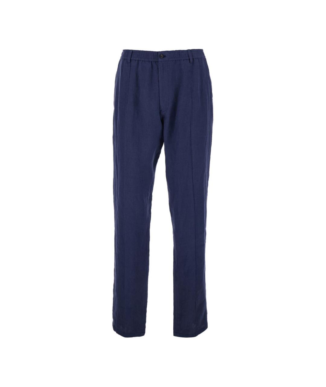 EMPORIO ARMANI Синие льняные повседневные брюки, фото 1