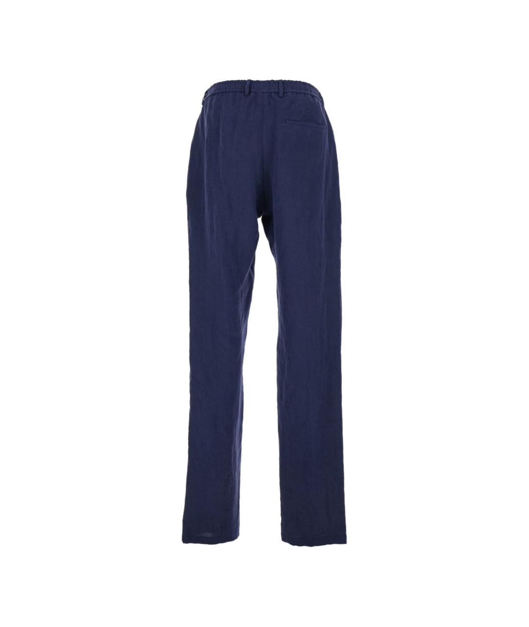 EMPORIO ARMANI Синие льняные повседневные брюки, фото 3