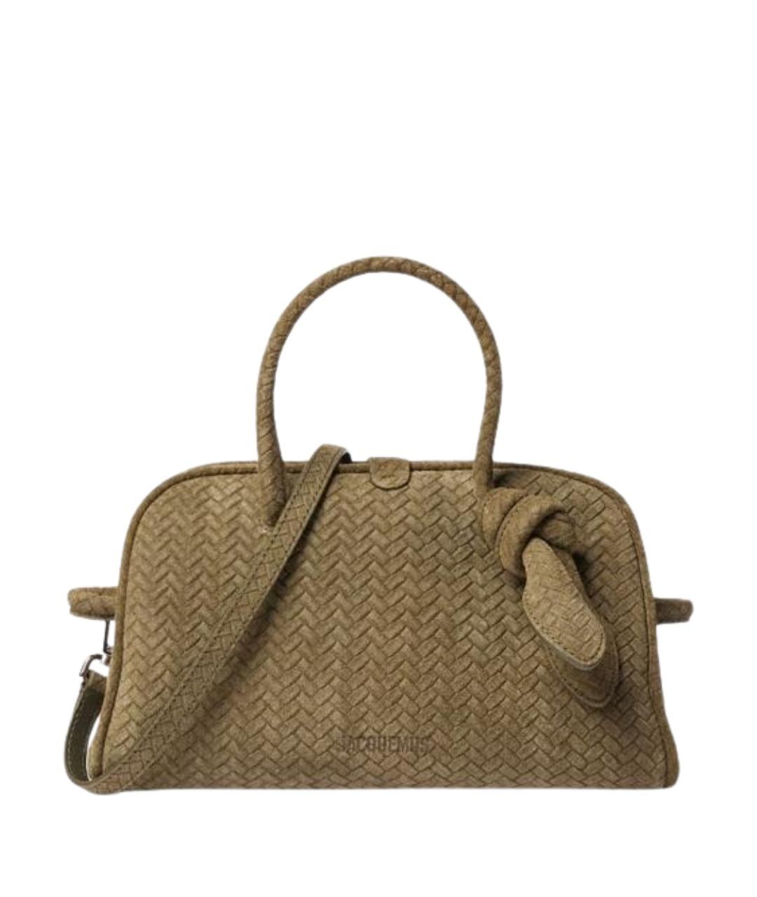 JACQUEMUS Хаки замшевая сумка тоут, фото 1