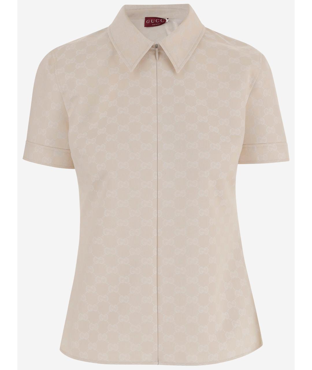 GUCCI Бежевая полиэстеровая рубашка, фото 1