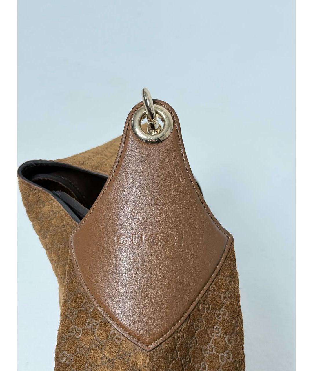 GUCCI Коричневая замшевая сумка тоут, фото 6