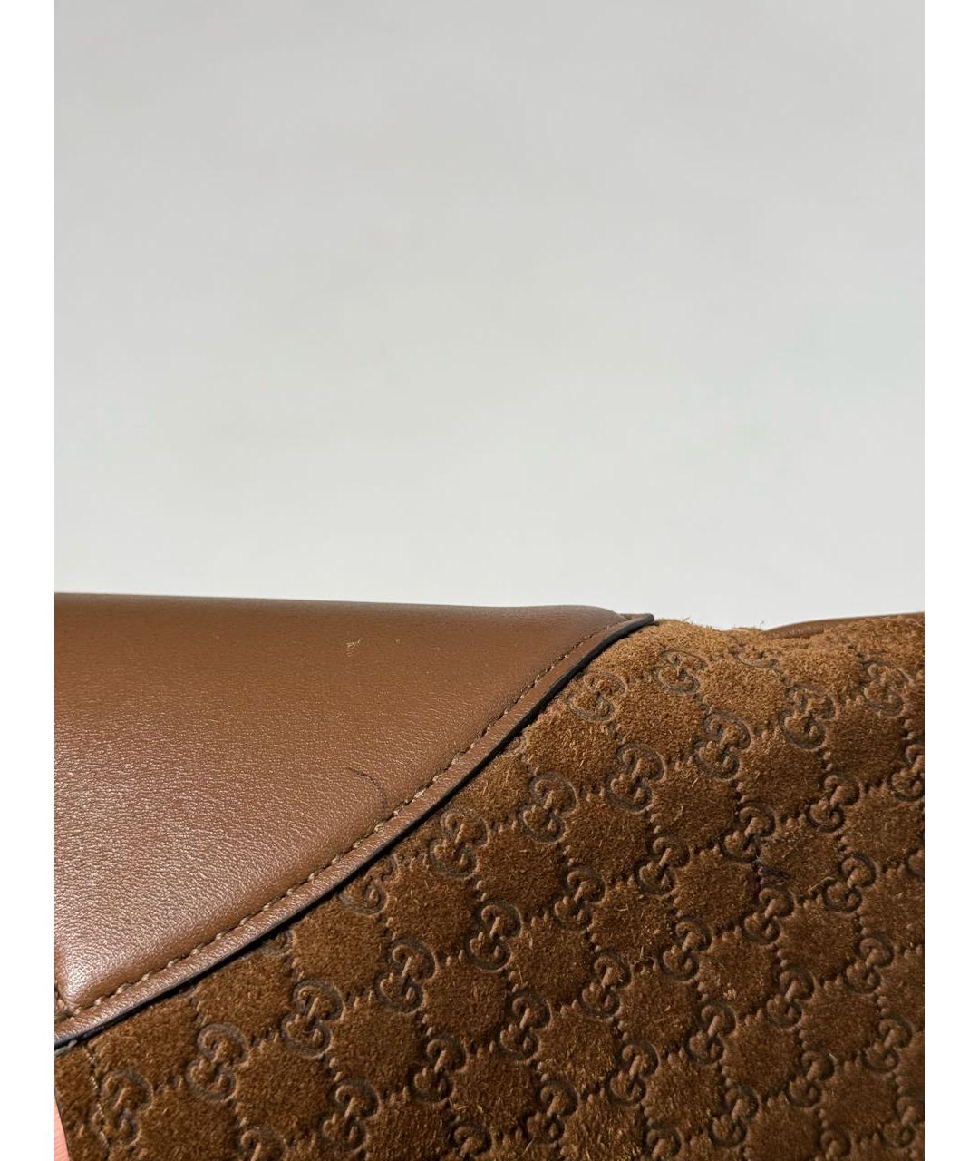 GUCCI Коричневая замшевая сумка тоут, фото 4