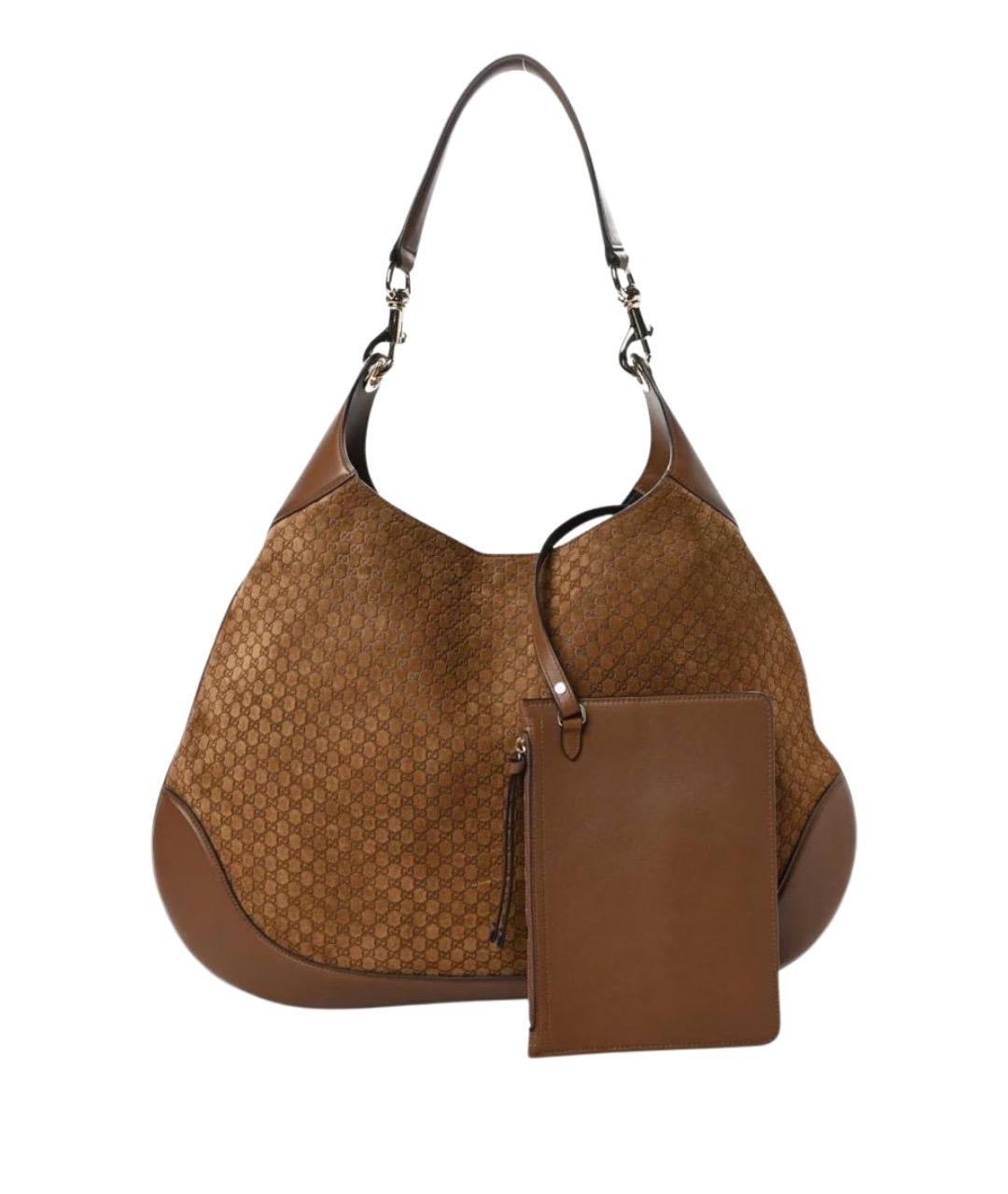 GUCCI Коричневая замшевая сумка тоут, фото 1