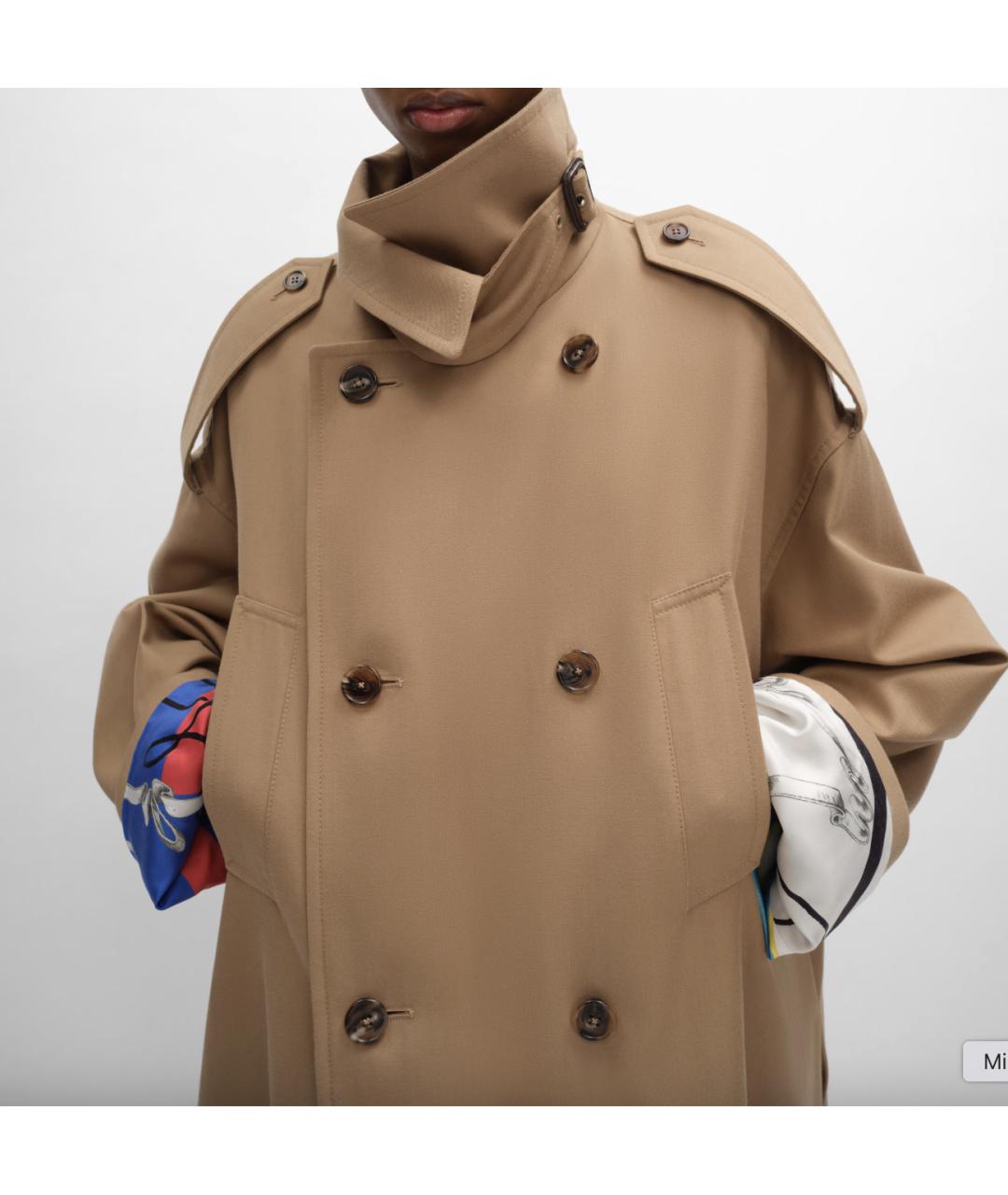 CELINE Бежевый шерстяной тренч/плащ, фото 5