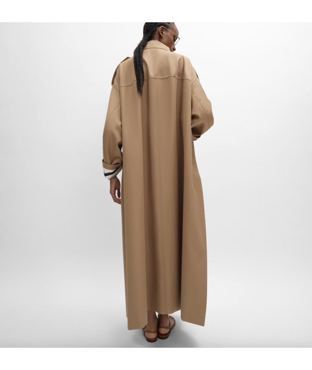 CELINE Бежевый шерстяной тренч/плащ, фото 4