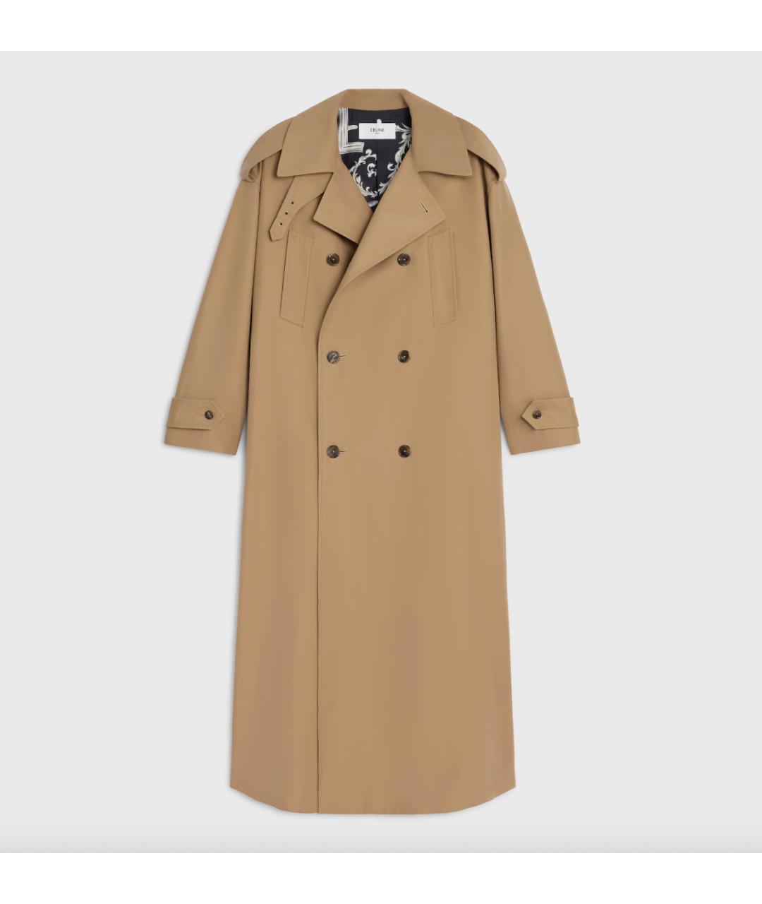 CELINE Бежевый шерстяной тренч/плащ, фото 6