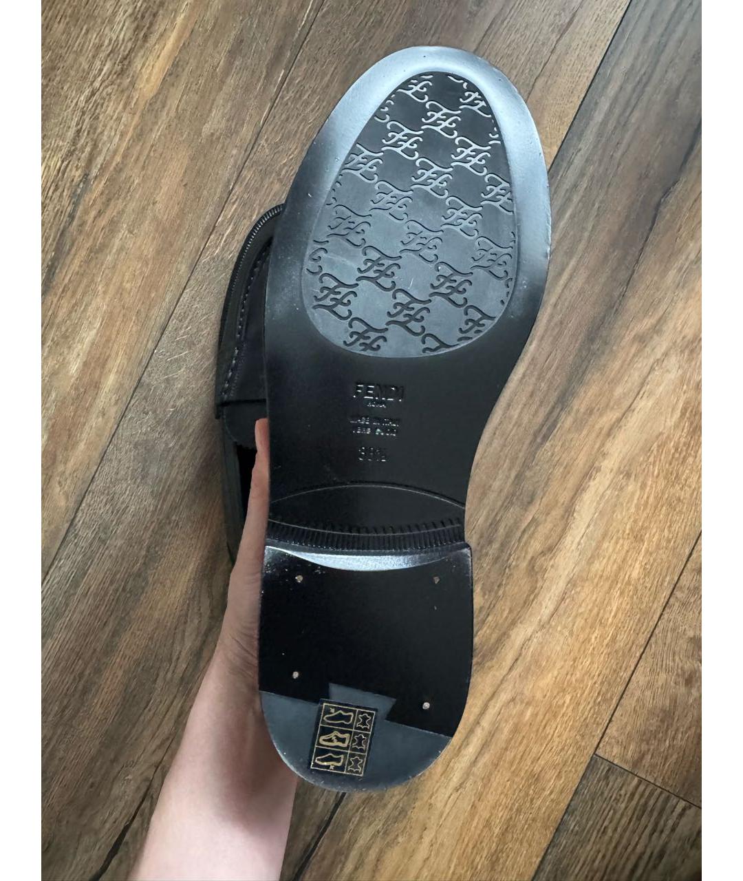 FENDI Черные кожаные лоферы, фото 5