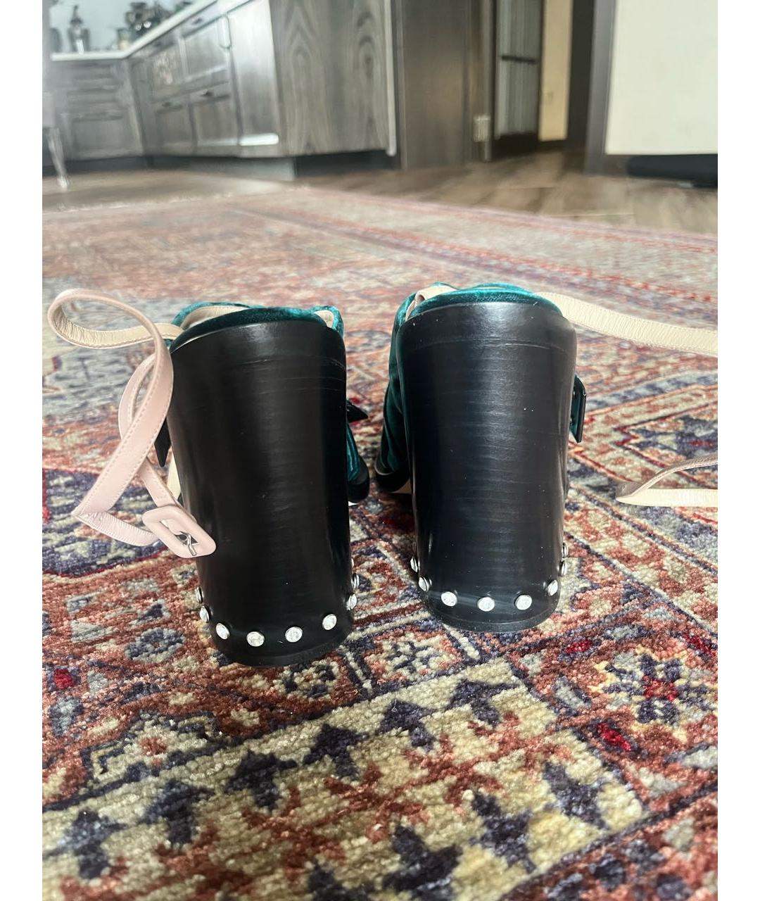 NO. 21 Зеленые текстильные босоножки, фото 4