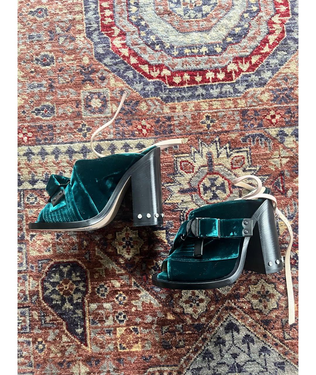 NO. 21 Зеленые текстильные босоножки, фото 9