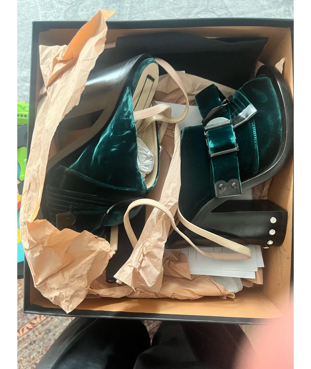 NO. 21 Зеленые текстильные босоножки, фото 7