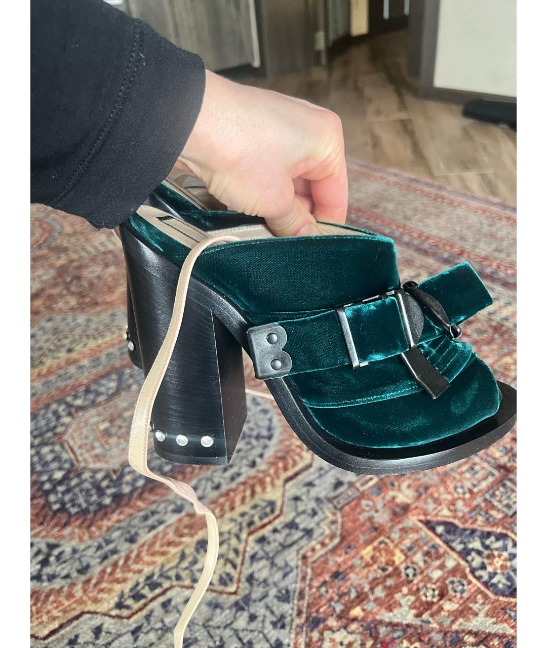 NO. 21 Зеленые текстильные босоножки, фото 5