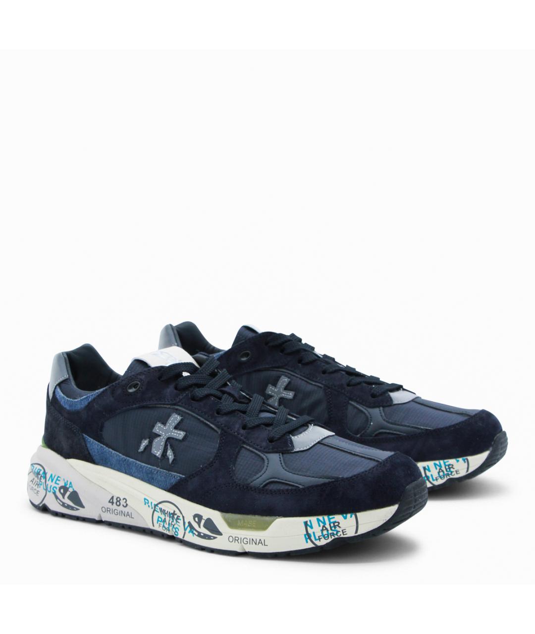 PREMIATA Синие текстильные низкие кроссовки / кеды, фото 2