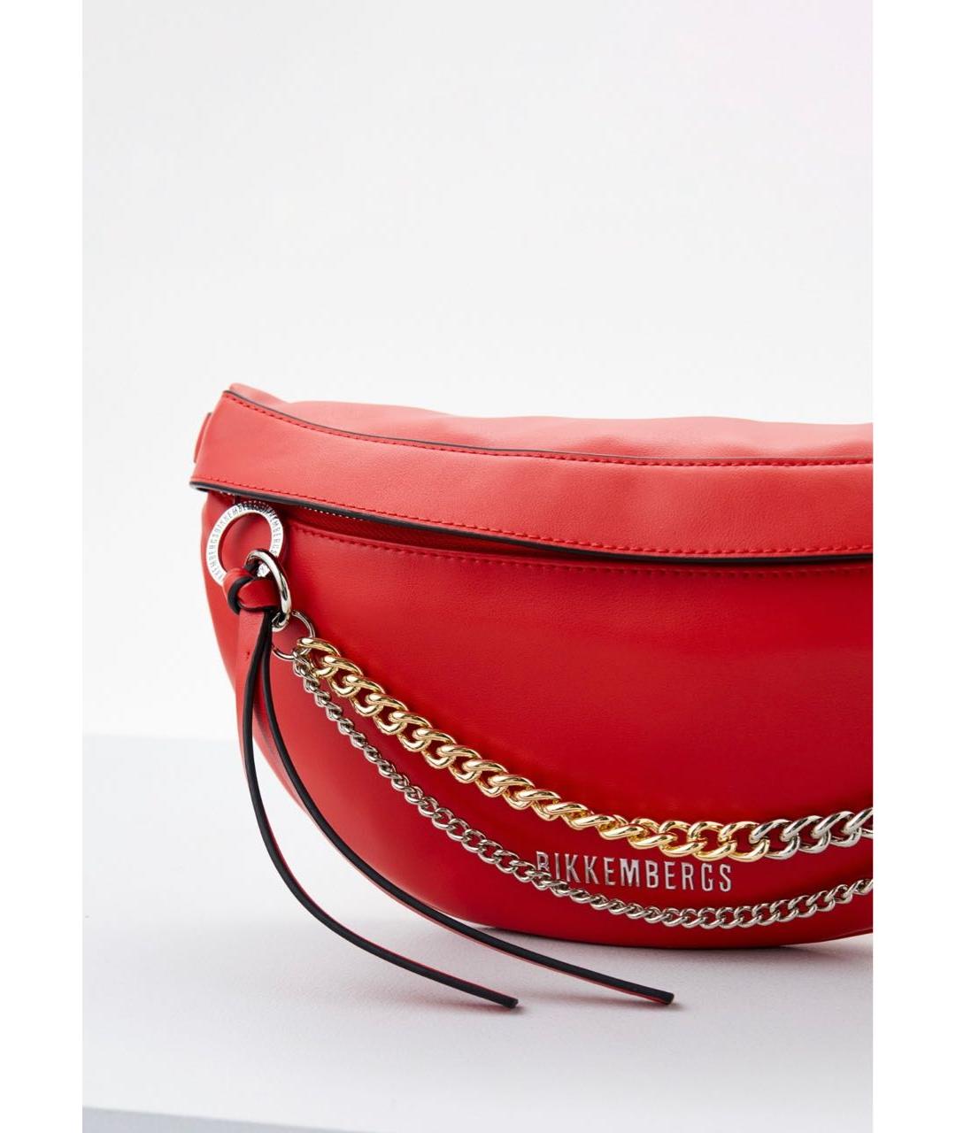 BIKKEMBERGS Красная сумка через плечо из искусственной кожи, фото 2
