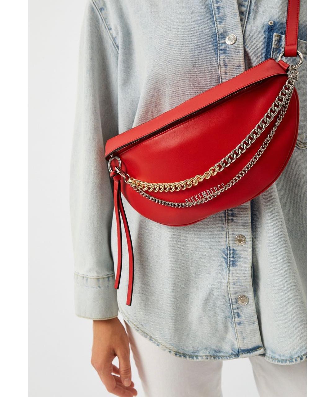 BIKKEMBERGS Красная сумка через плечо из искусственной кожи, фото 4