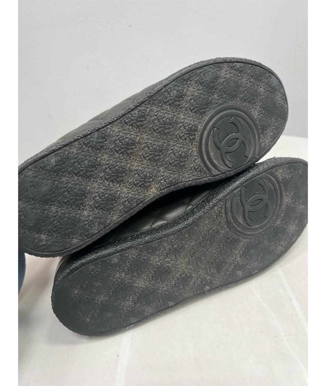 CHANEL Антрацитовые кожаные кроссовки, фото 6