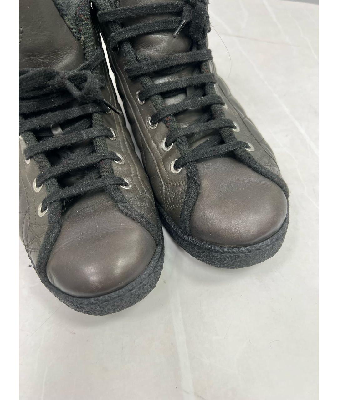 CHANEL Антрацитовые кожаные кроссовки, фото 4