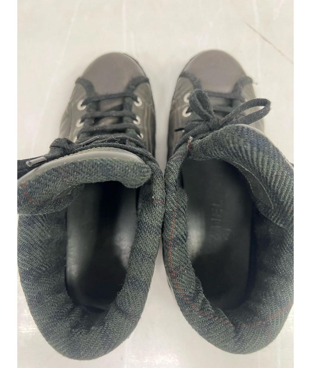 CHANEL Антрацитовые кожаные кроссовки, фото 3