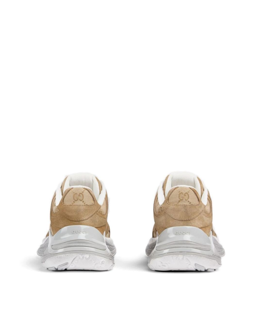 GUCCI Бежевые замшевые низкие кроссовки / кеды, фото 2