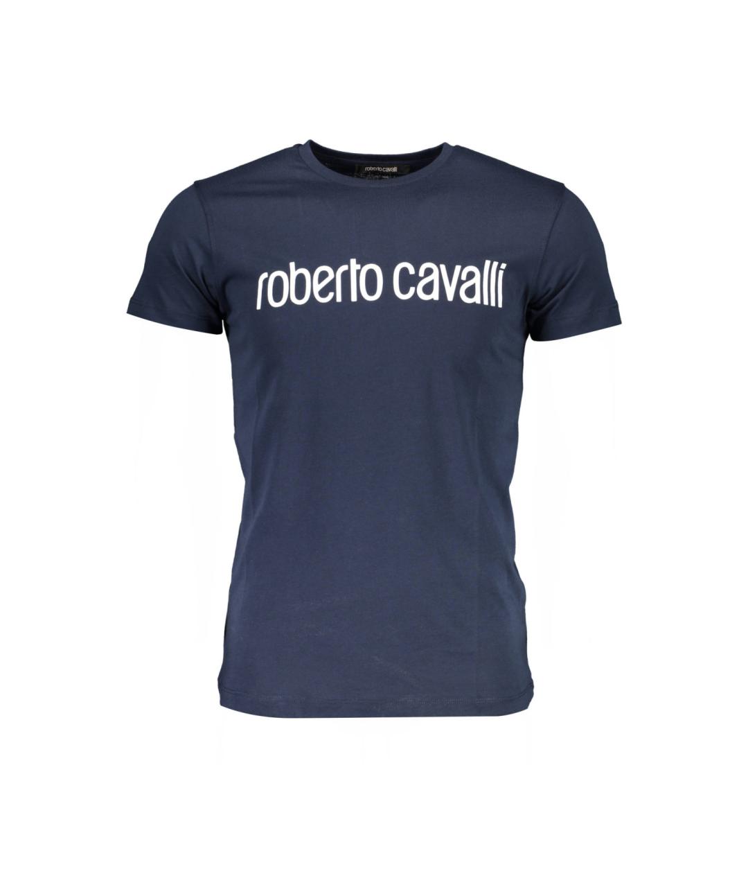 ROBERTO CAVALLI Темно-синяя хлопковая футболка, фото 5