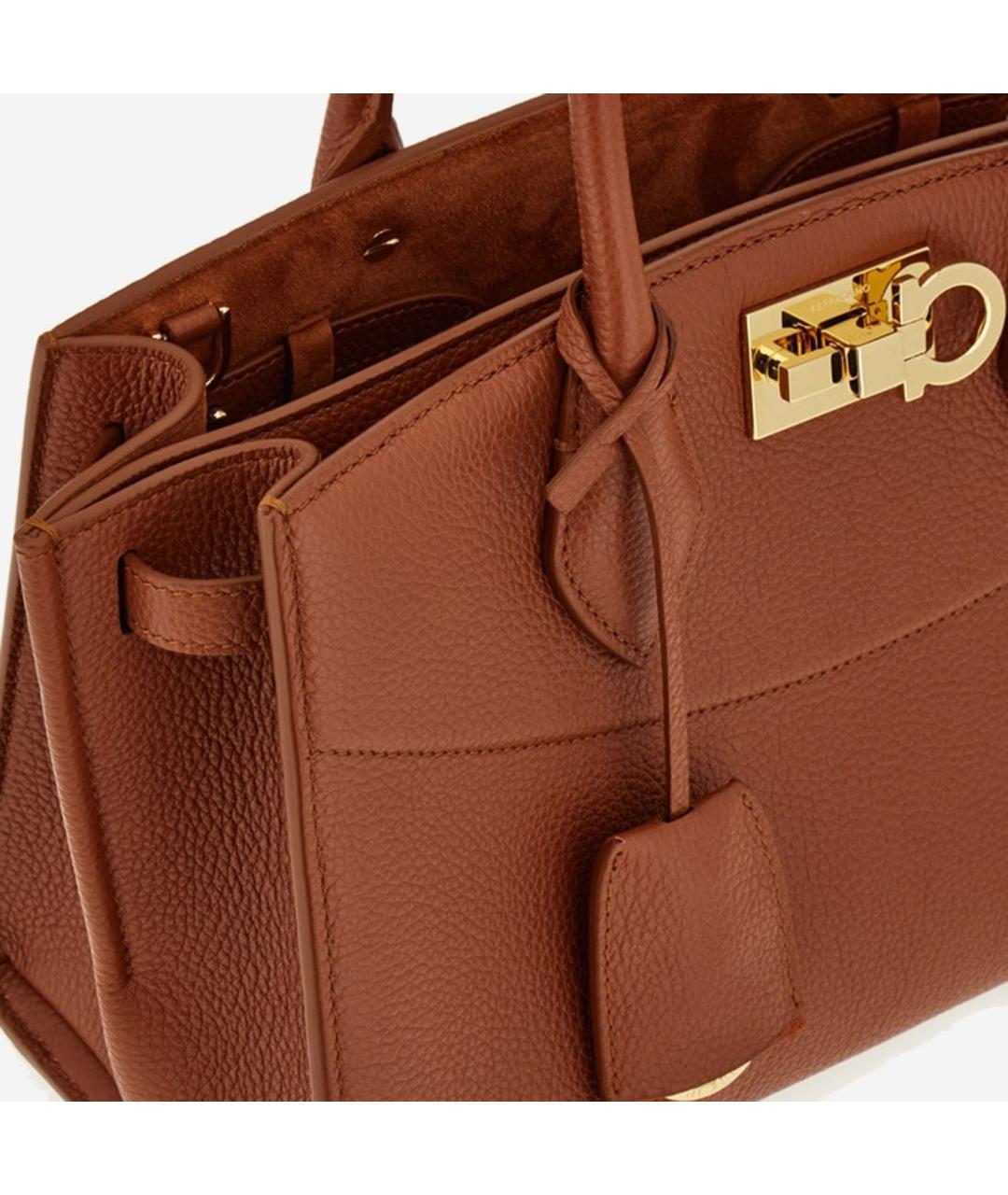 FERRAGAMO Коричневая кожаная сумка тоут, фото 4