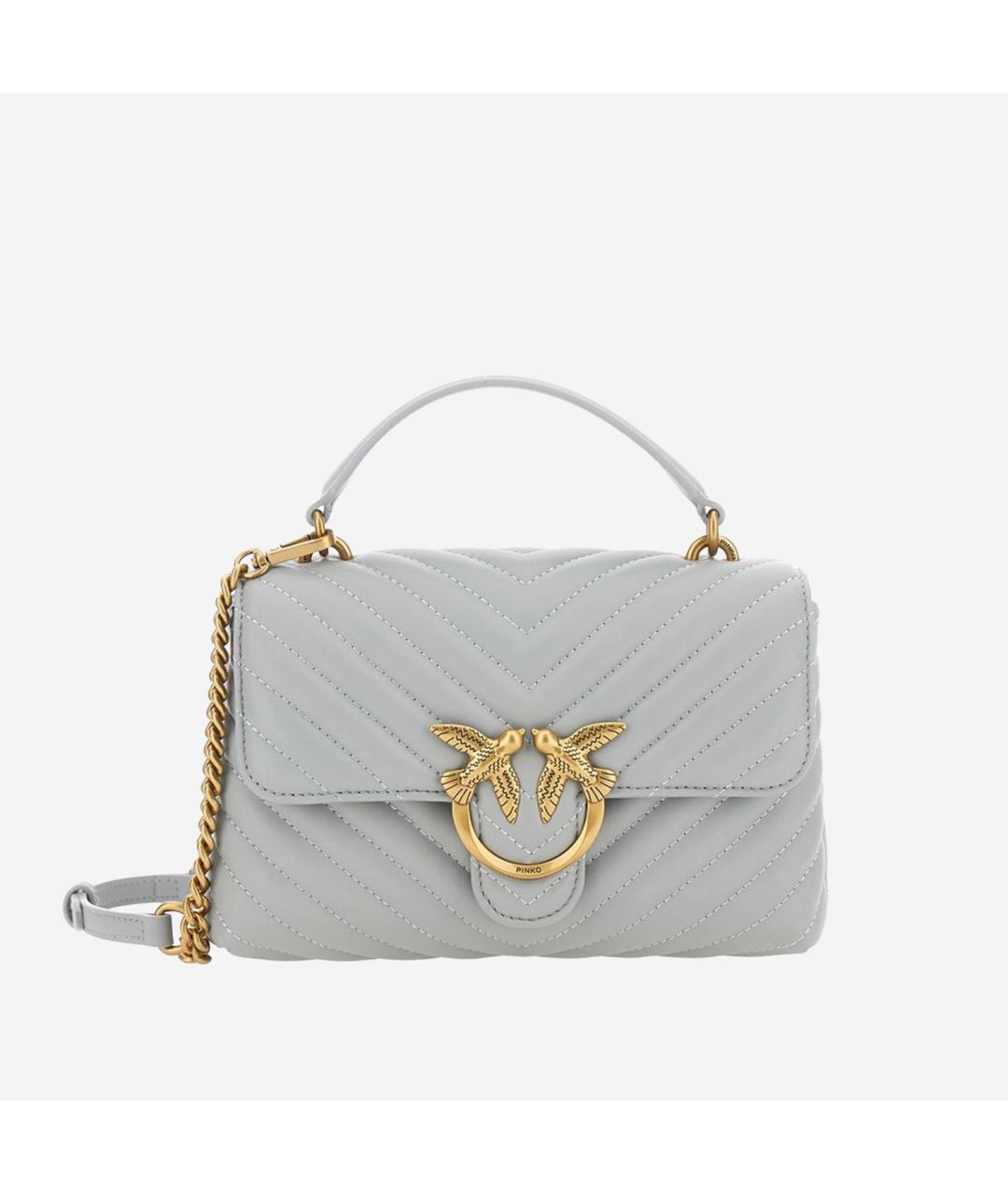 PINKO Серая кожаная сумка через плечо, фото 6