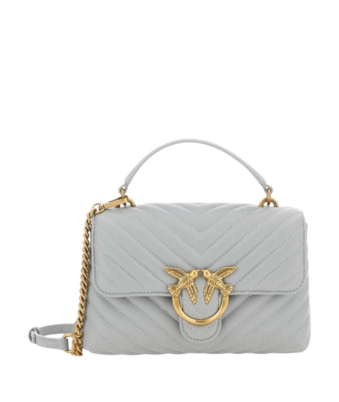 PINKO Серая кожаная сумка через плечо, фото 1