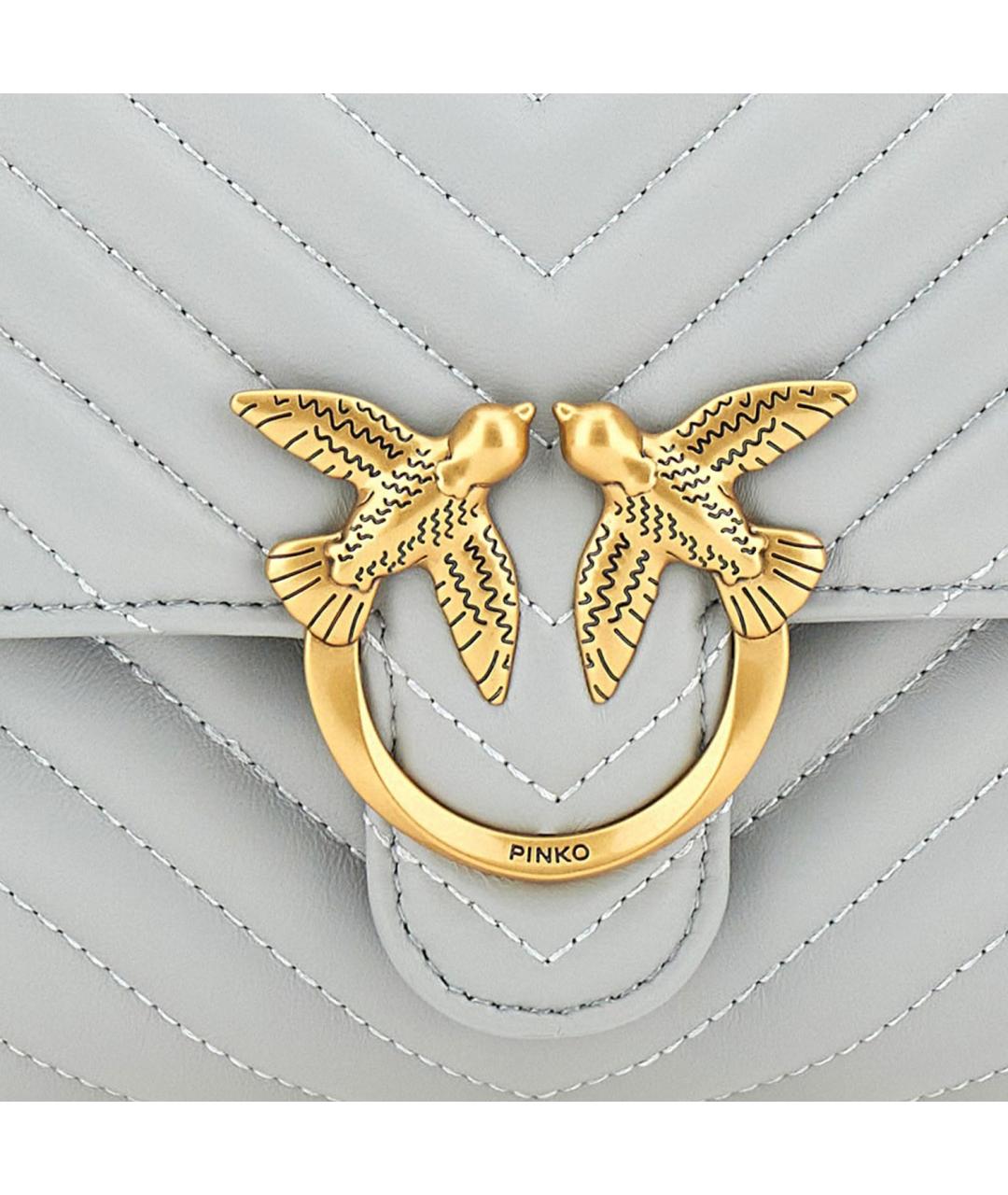PINKO Серая кожаная сумка через плечо, фото 5
