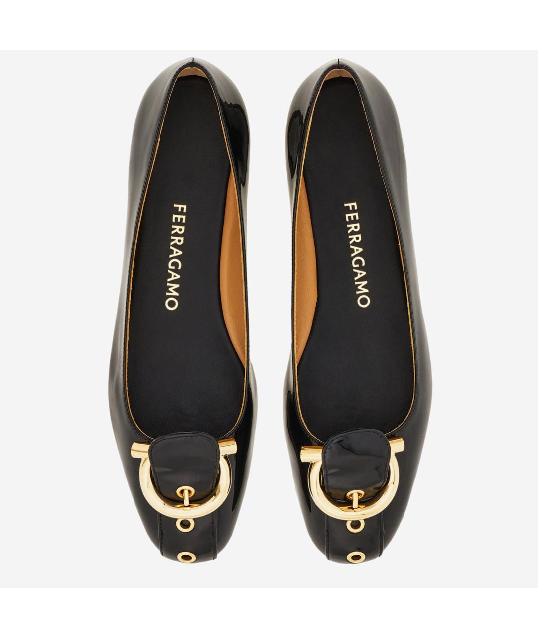 FERRAGAMO Черные балетки из лакированной кожи, фото 2