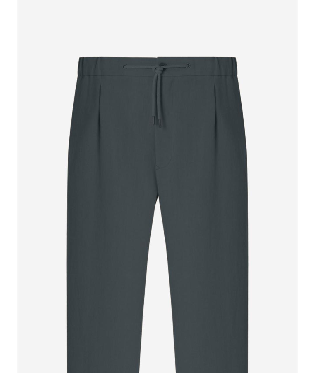 GIORGIO ARMANI Зеленые льняные повседневные брюки, фото 3