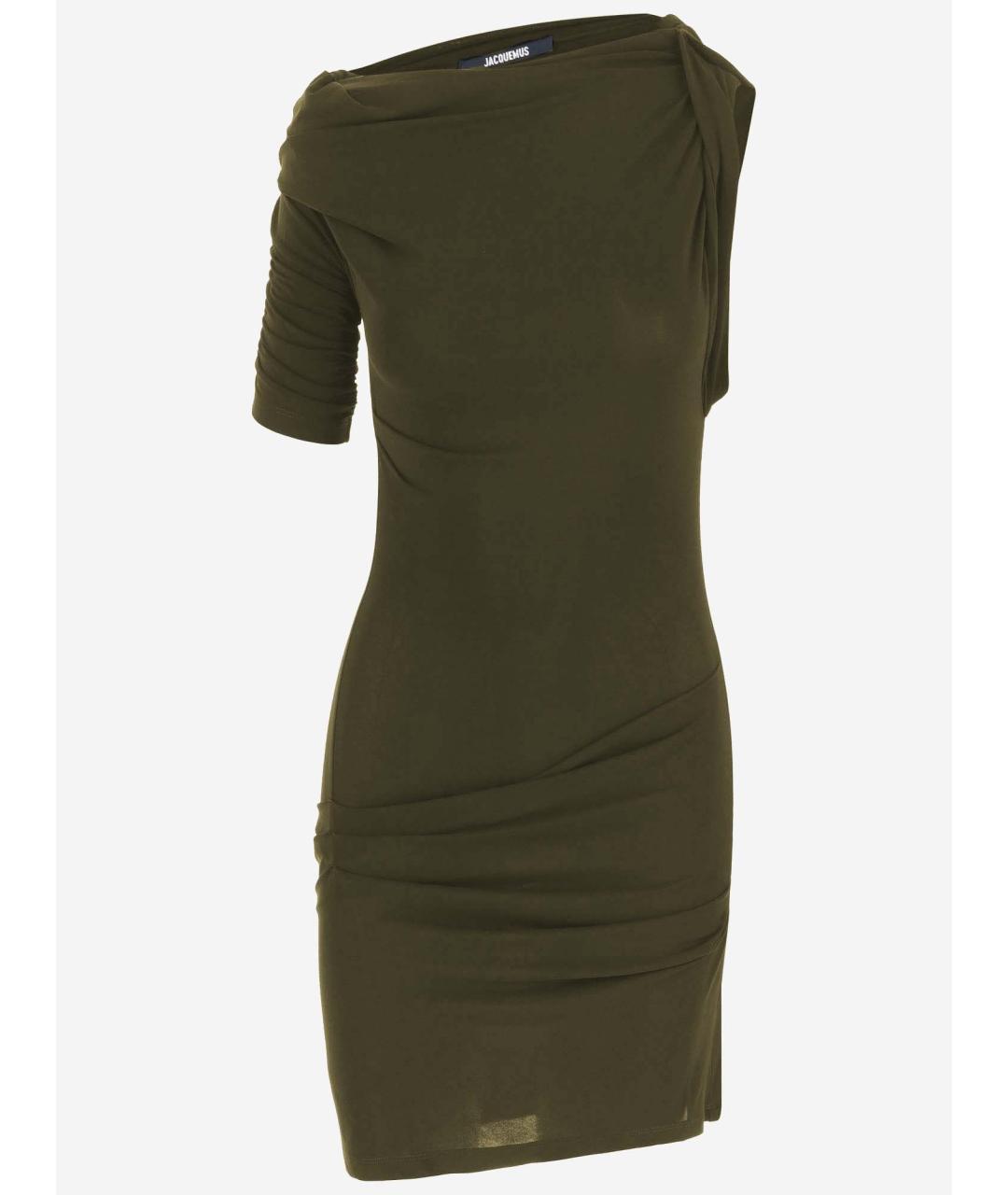 JACQUEMUS Хаки хлопковое коктейльное платье, фото 4