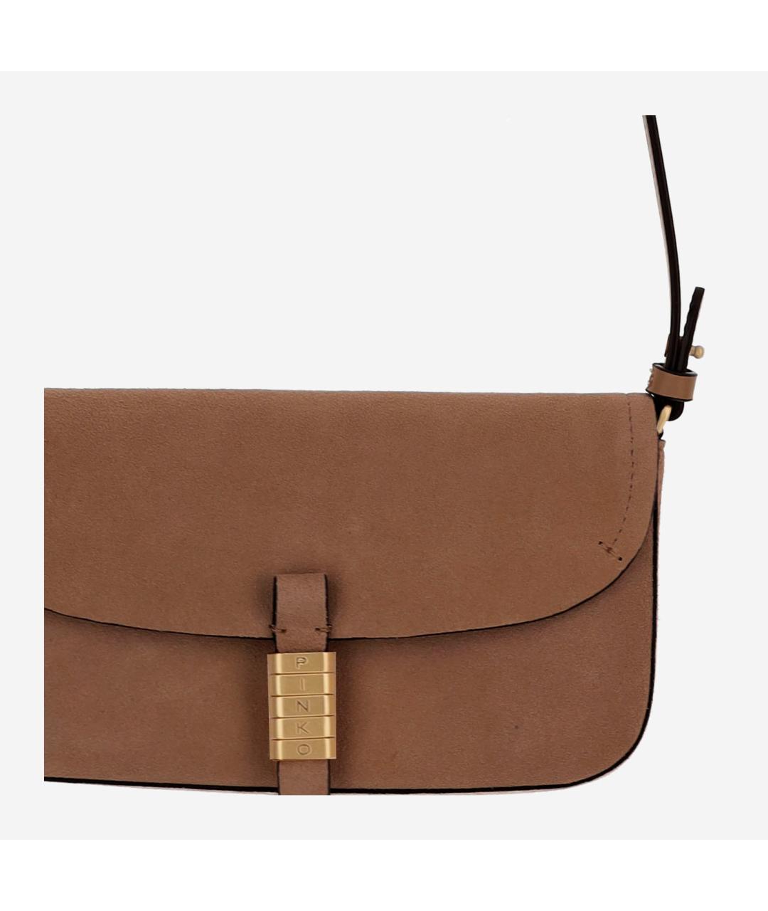 PINKO Коричневая замшевая сумка через плечо, фото 4