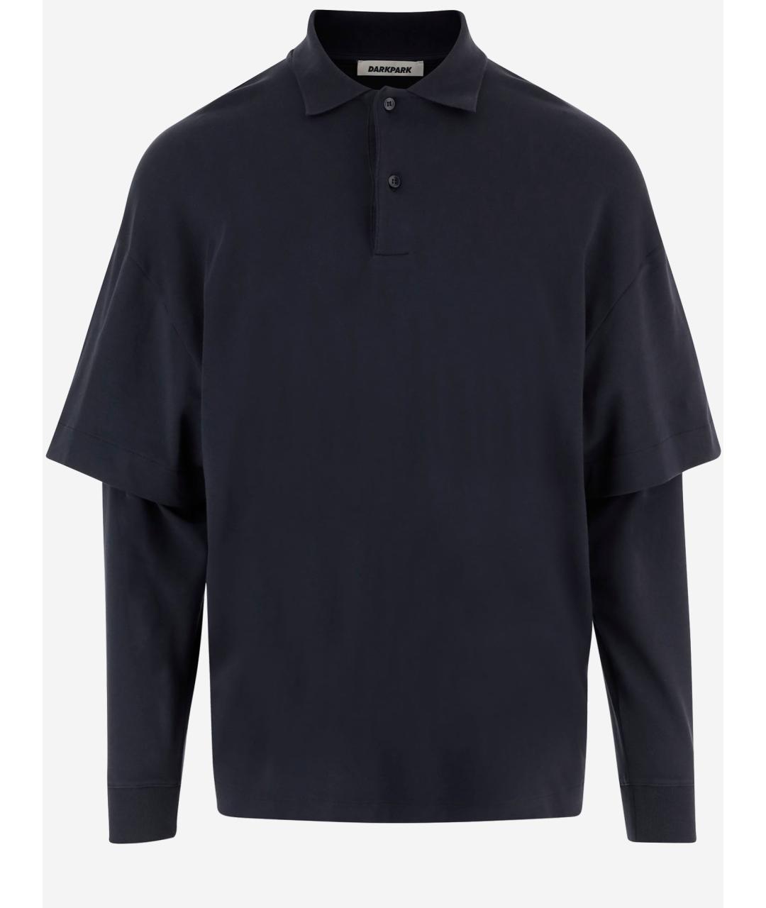 DARKPARK Синее хлопковое поло с длинным рукавом, фото 4