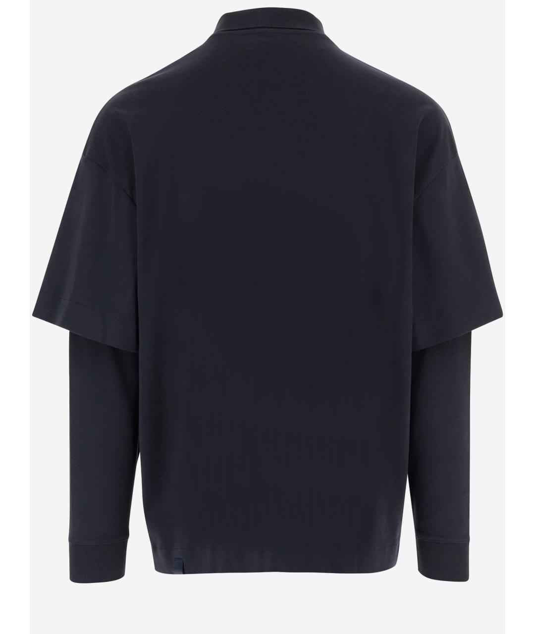 DARKPARK Синее хлопковое поло с длинным рукавом, фото 2