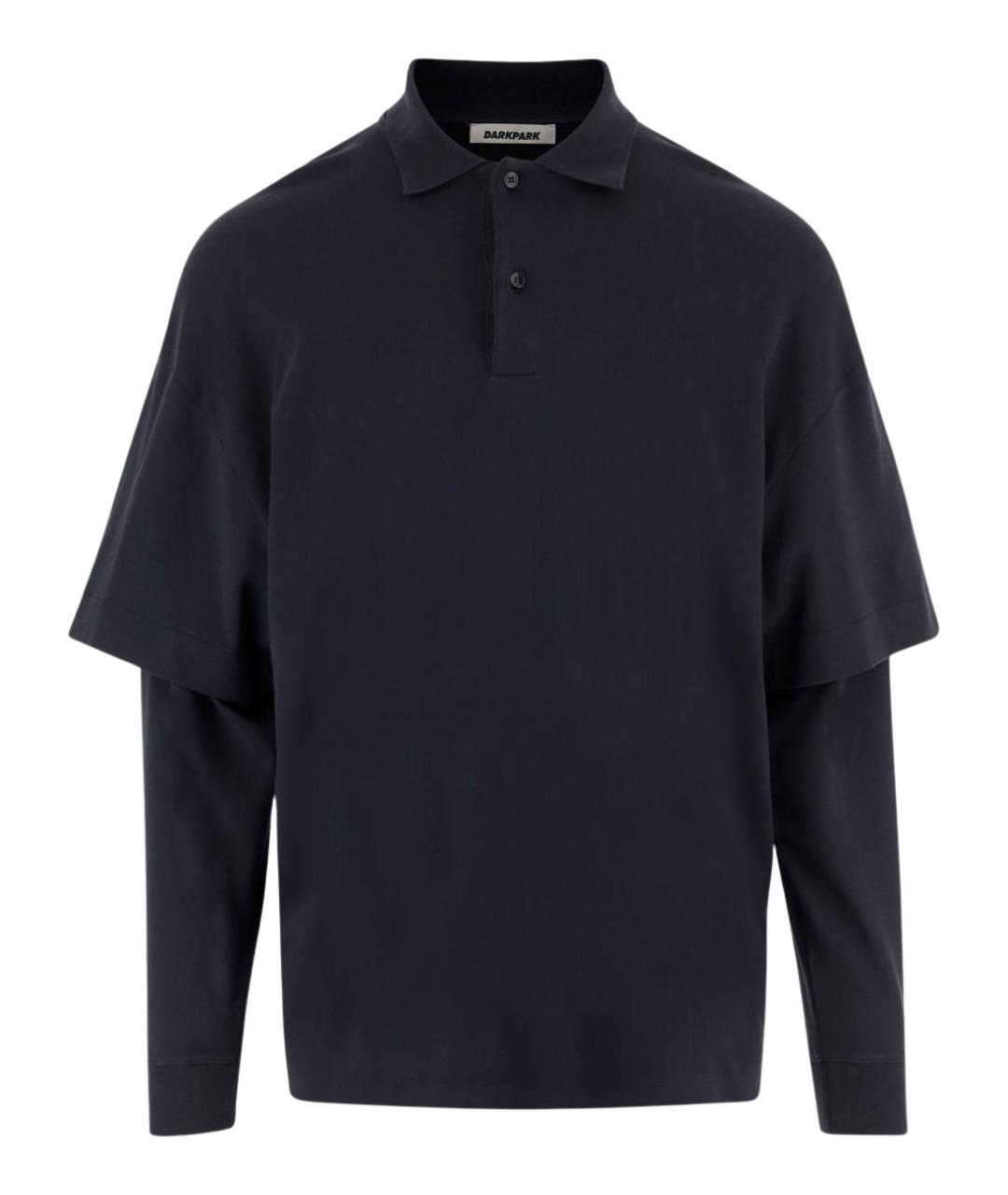 DARKPARK Синее хлопковое поло с длинным рукавом, фото 1