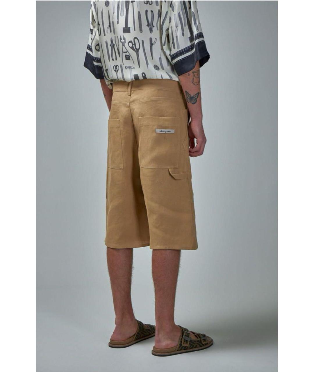 FENDI Бежевые хлопковые шорты, фото 6