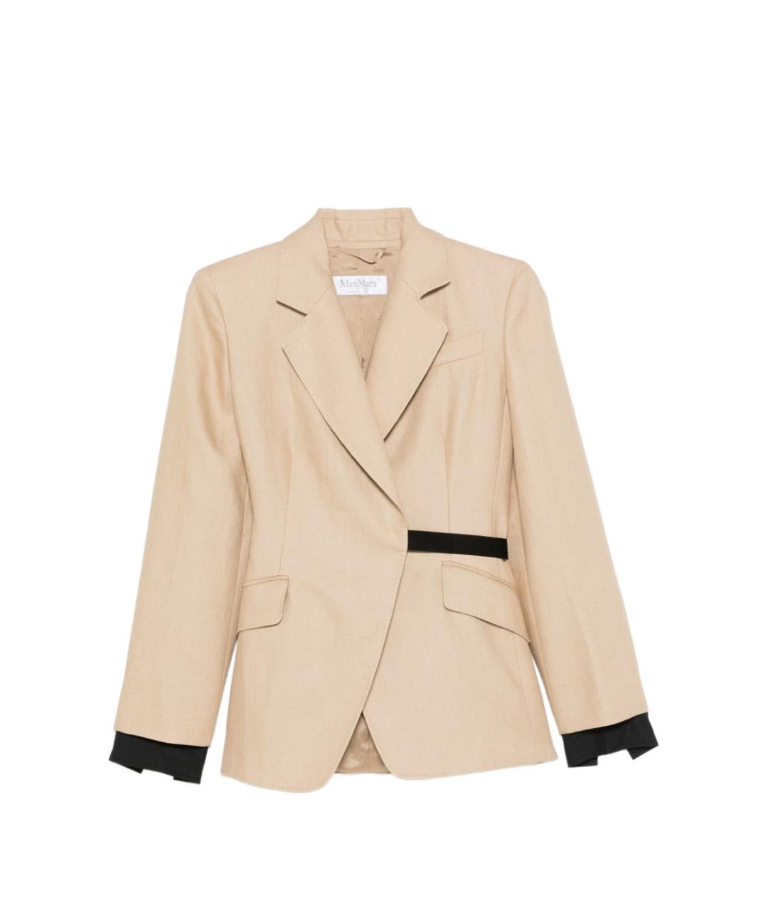 MAX MARA Бежевый льняной жакет/пиджак, фото 6