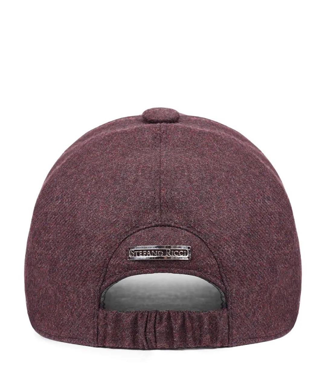 STEFANO RICCI Бордовая шерстяная кепка/бейсболка, фото 2