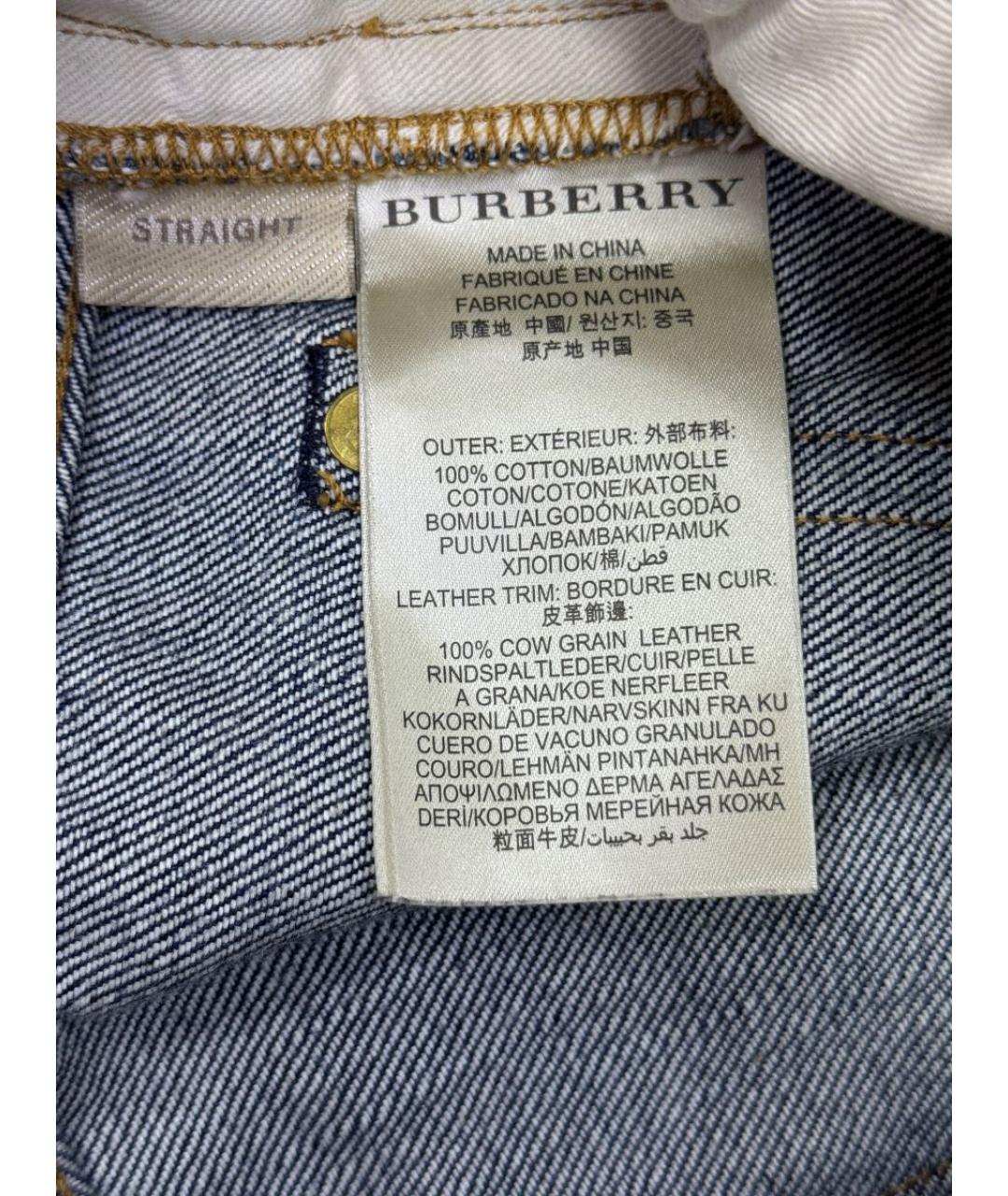 BURBERRY Синие хлопковые прямые джинсы, фото 7