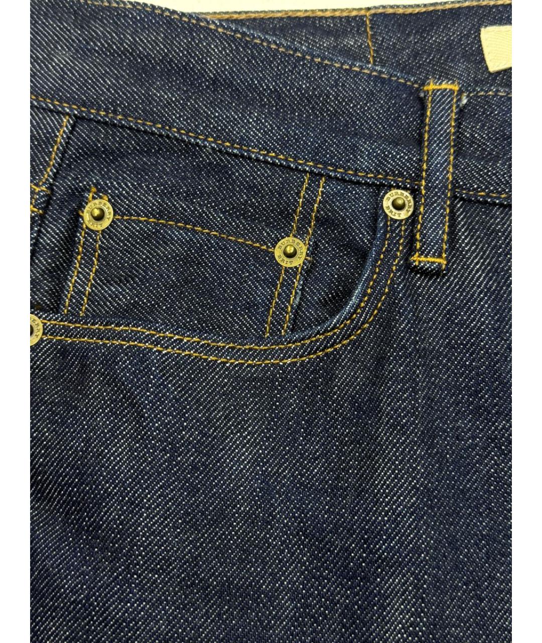 BURBERRY Синие хлопковые прямые джинсы, фото 4