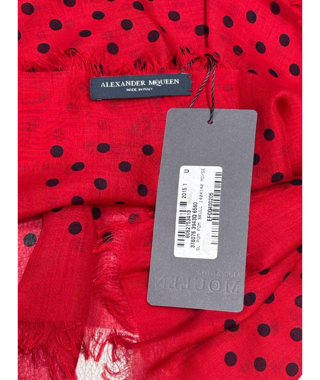 ALEXANDER MCQUEEN Красный шелковый платок, фото 5