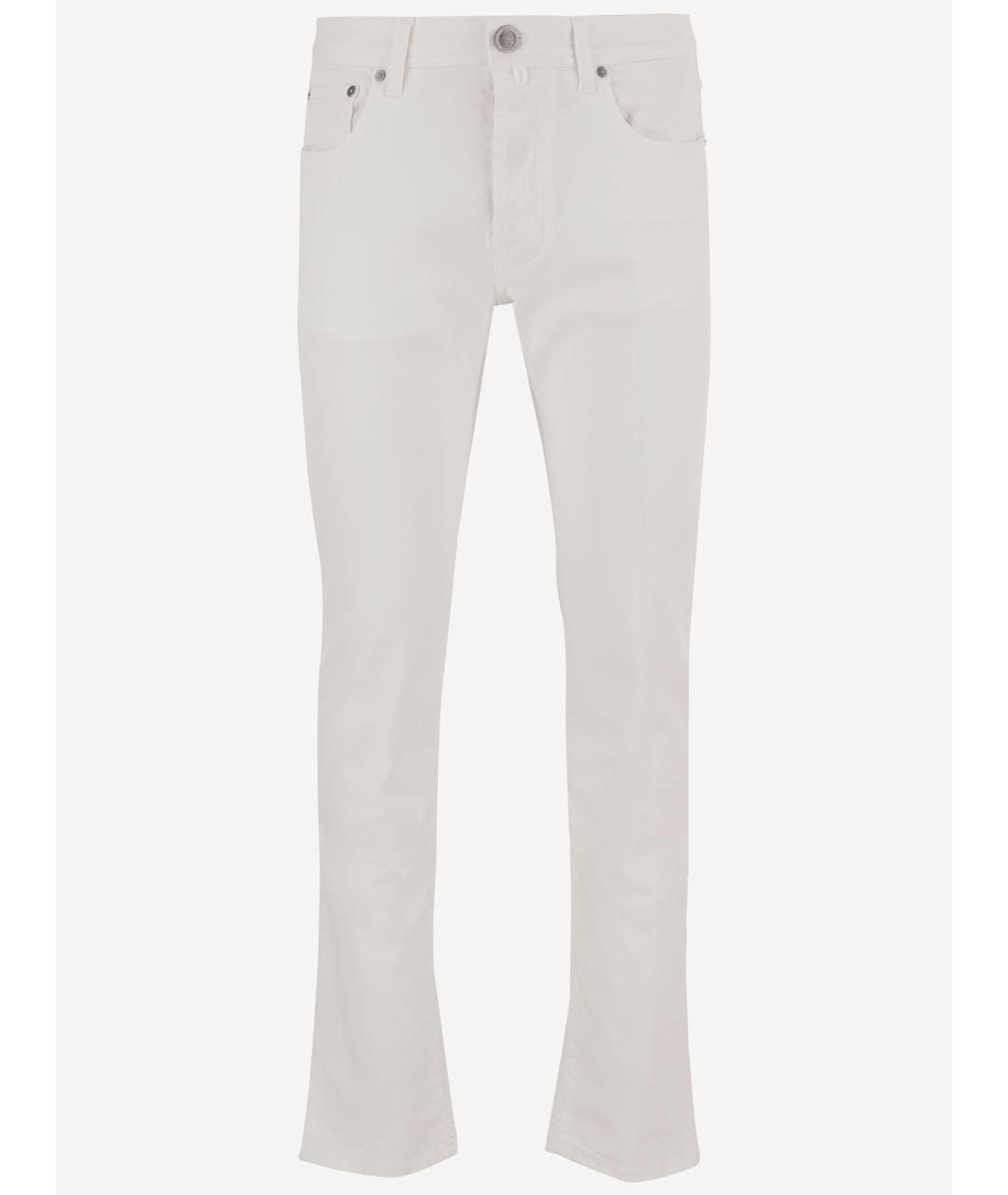 JACOB COHEN Белые хлопко-эластановые прямые джинсы, фото 4
